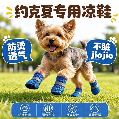 约克夏专用狗狗凉鞋小狗鞋子夏天透气宠物小型犬狗夏季遛弯网鞋夏