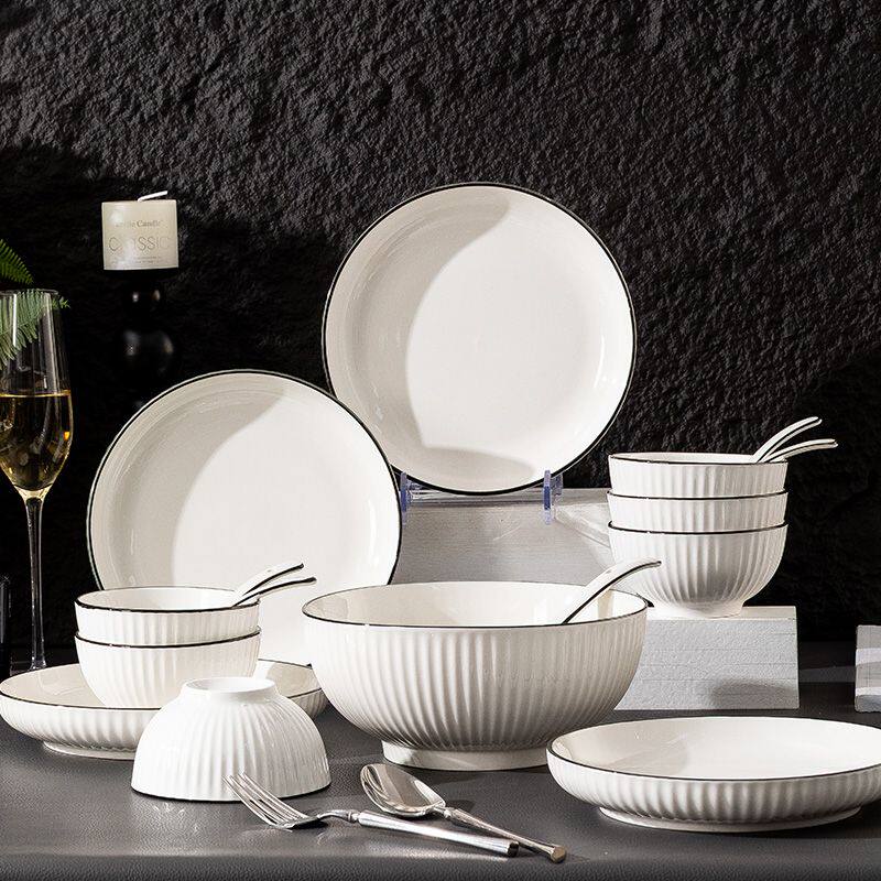 2-6人碗碟套装家用碗盘北欧风现代创意陶瓷碗筷组合盘子饭碗餐具