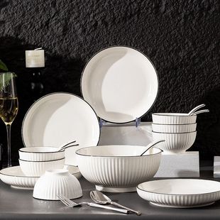 2-6人碗碟套装家用碗盘北欧风现代创意陶瓷碗筷组合盘子饭碗餐具