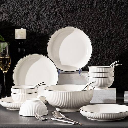 2-6人碗碟套装家用碗盘北欧风现代创意陶瓷碗筷组合盘子饭碗餐具