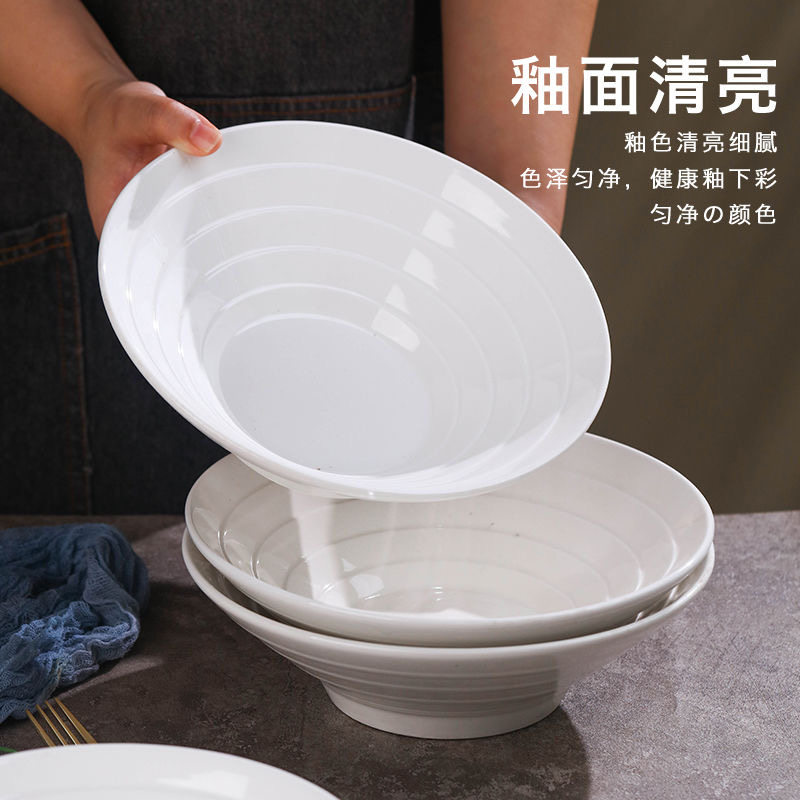 新款汤碗家用陶瓷简约大号碗圆碗直口碗微波炉菜碗沙拉碗拌粉碗