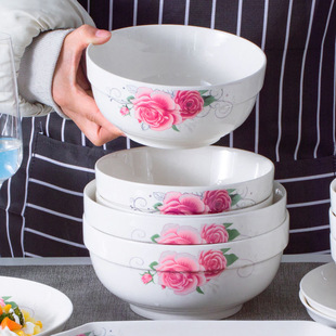 中式 简约喜庆6英寸面碗宿舍用汤面碗7英寸大碗护边创意陶瓷餐具