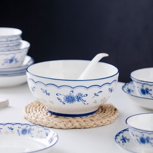 兰蝴蝶家用陶瓷大汤碗8英寸欧式大碗玉米排骨水煮鱼汤碗简约时尚