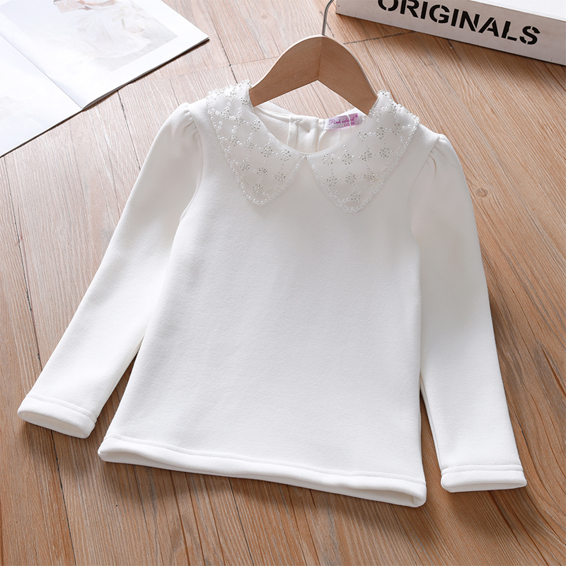 长袖洋气女童翻领钉珠