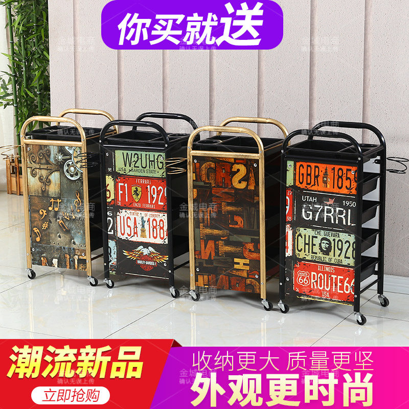 复古美发车发廊手推车杠车特价包邮美容小推车理发店烫染工具车