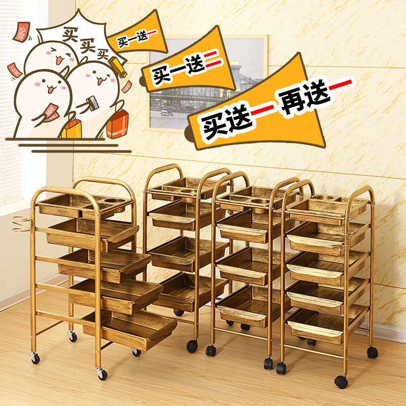 复古美发车发廊手推车杠车特价包邮美容小推车理发店烫染工具车