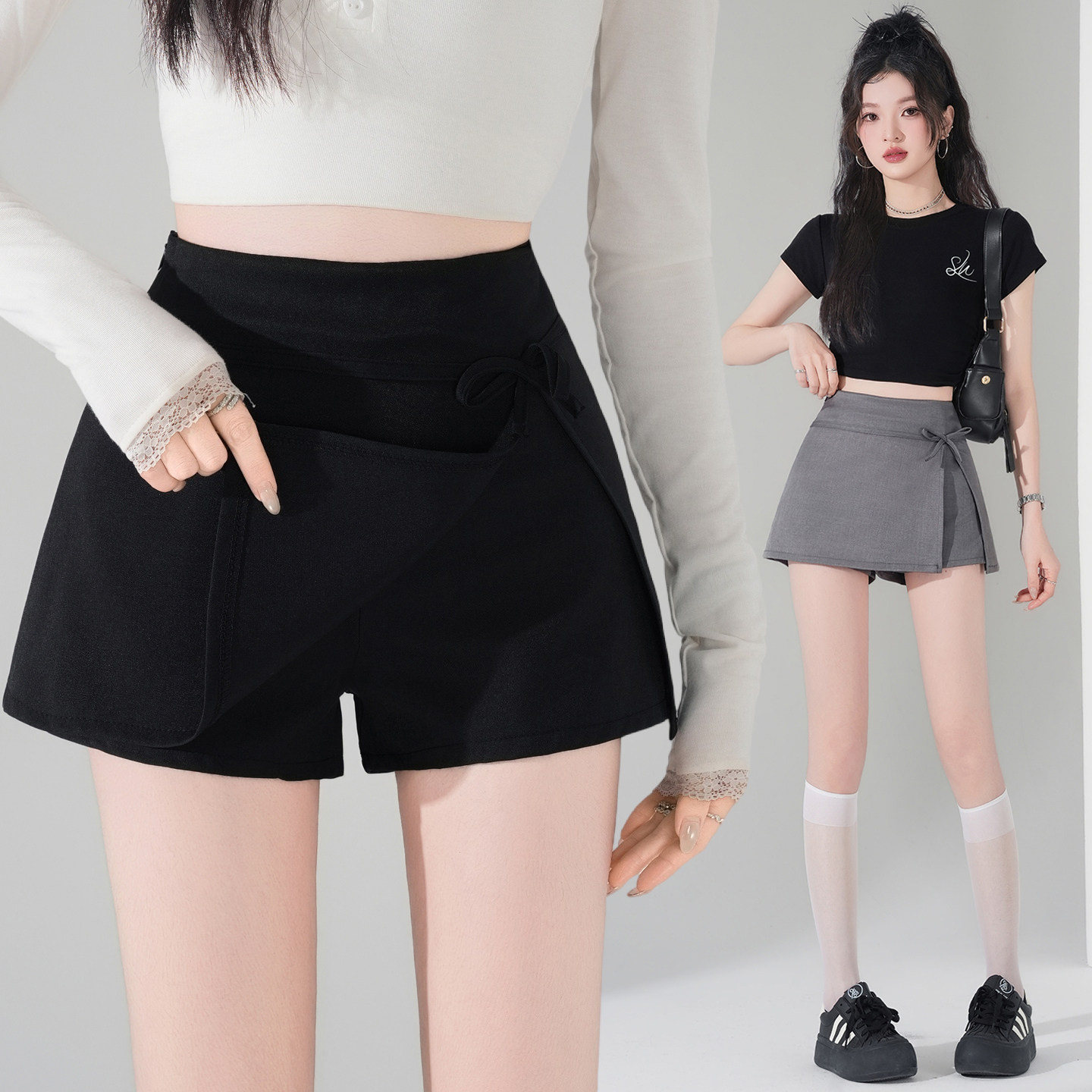 半裙蝴蝶结系带百褶裙半身裙女2026春季显瘦A字裙短裙防走光裙子,女装/女士精品,半身裙,淘宝优惠券,粉丝福利购,淘宝优惠卷