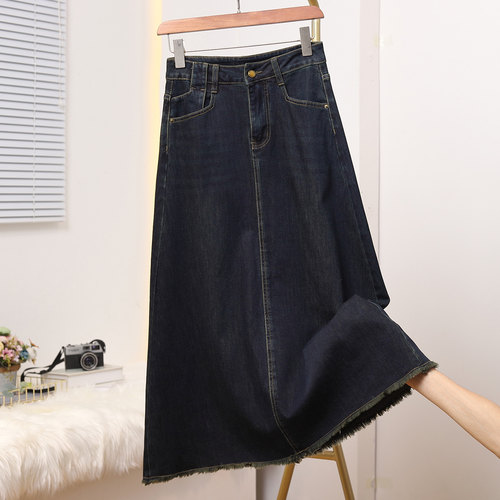 小众2026春款大码高腰牛仔半身裙女弹力中长款百搭A字裙牛仔裙