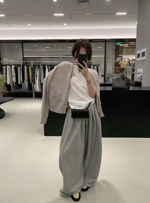 Low flat正品～毛衣针织开衫+净版短袖纯色+卫裤百搭韩系26春季