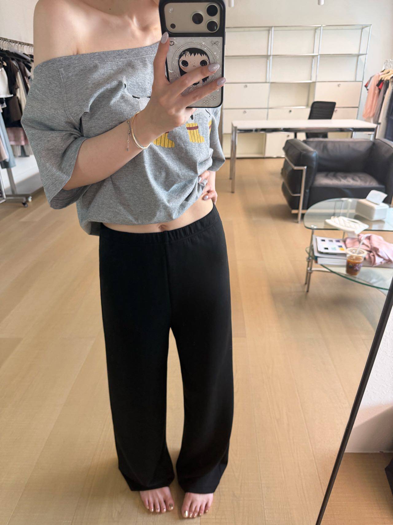 oker章壳儿正品~天丝垂感奶皮裤中长款直筒凉感松紧腰A949