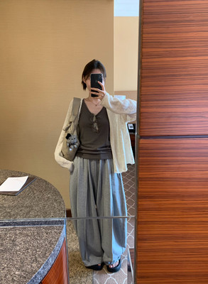 focuse正品～爆款裤休闲百搭阔腿慵懒韩系简约卫裤26早春新款