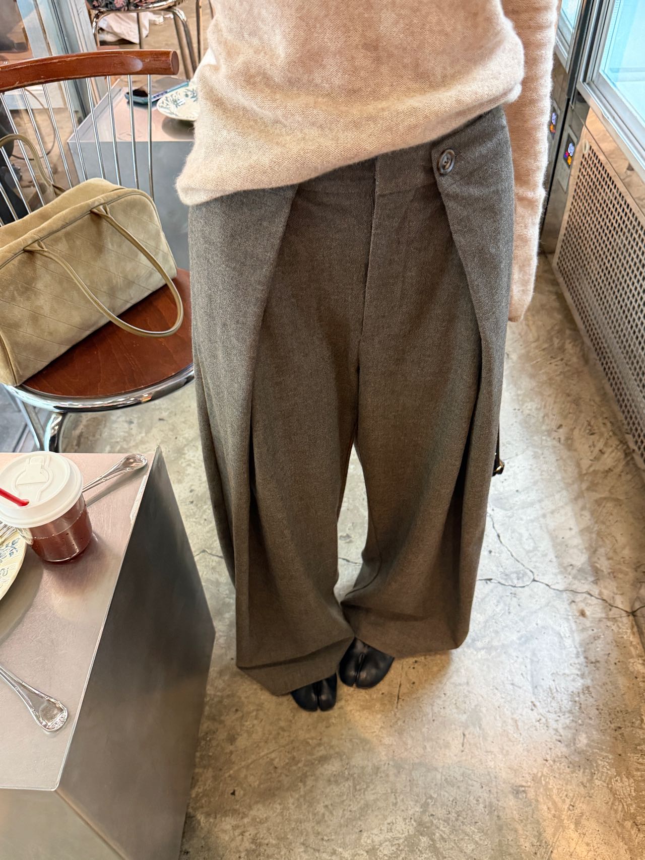 oker章壳儿正品～双摺阔腿休闲裤长裤韩版高腰显瘦26秋季A1083图片