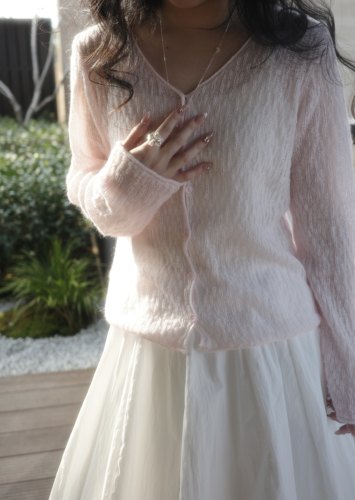 Poszer正版～2026春新款韩版显瘦纯色羊毛针织开衫女+白色半身裙