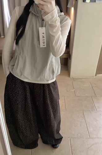 AMIDI正品～马甲连帽休闲套头短款上衣+天丝圆领打底+碎花长裤