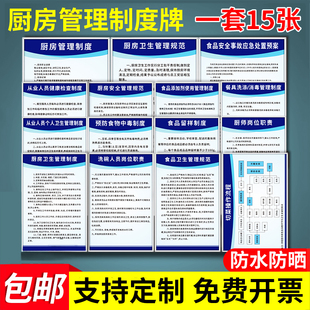 厨房规章制度食堂食品安全管理制度卫生规范标语应急处置方案定制幼儿园学校酒店饭店餐厅留样4D标识牌上墙贴