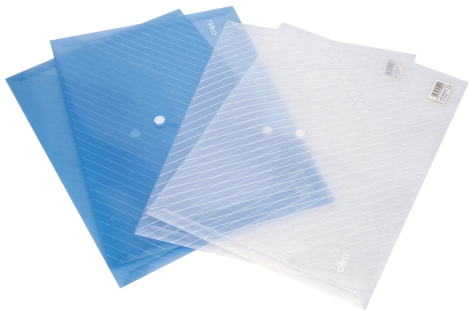 得力5501文件袋a4透明按扣袋学生资料袋办公文件套票据文具收纳袋