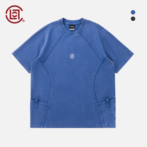 【CLOTTEE by CLOT】拼接水洗短袖T恤 盘扣中式 Be LikeWater系列