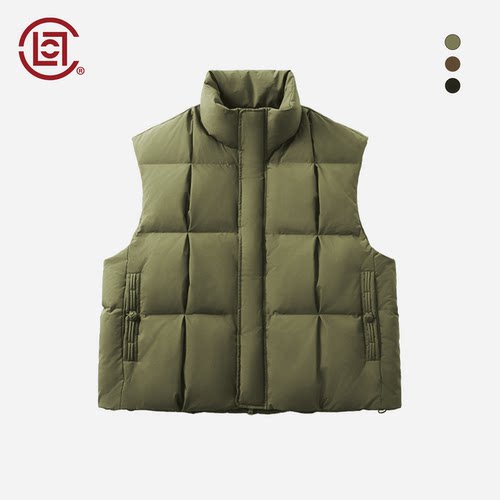 CLOT方格羽绒马甲盘扣中式