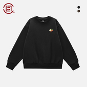 CLOTTEE CLOT 心想事橙刺绣圆领卫衣 重磅粗纹肌理线圈内里