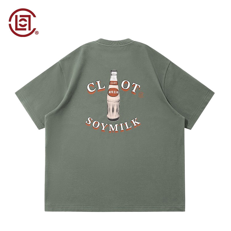 CLOTTEE by CLOT夏季豆奶瓶印花短袖T恤男凉感速干宽松潮牌半袖