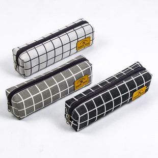 简约小清新经典格子笔袋小身板大容量学生文具铅笔袋格子八角笔袋