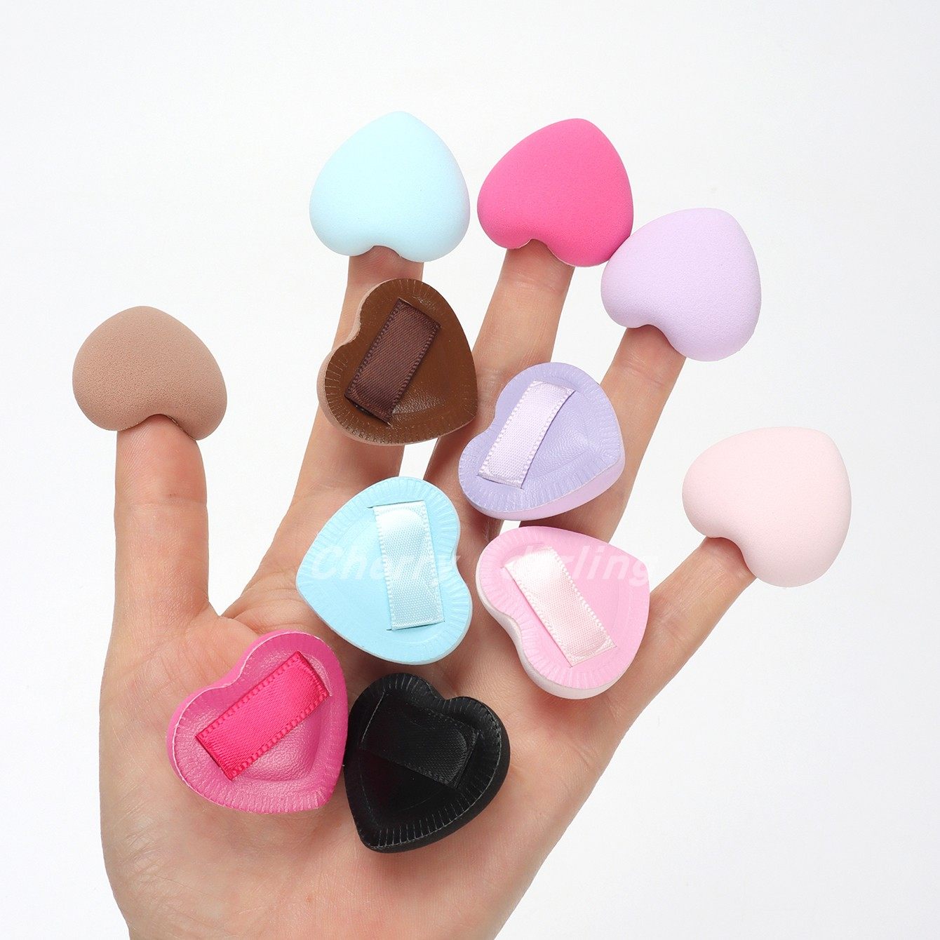 手指棉花糖爱心形超软粉扑化妆海绵干湿两用气垫饼粉底液美妆专用