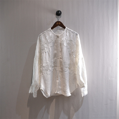 金诚家春款重工刺绣立体花衬衫