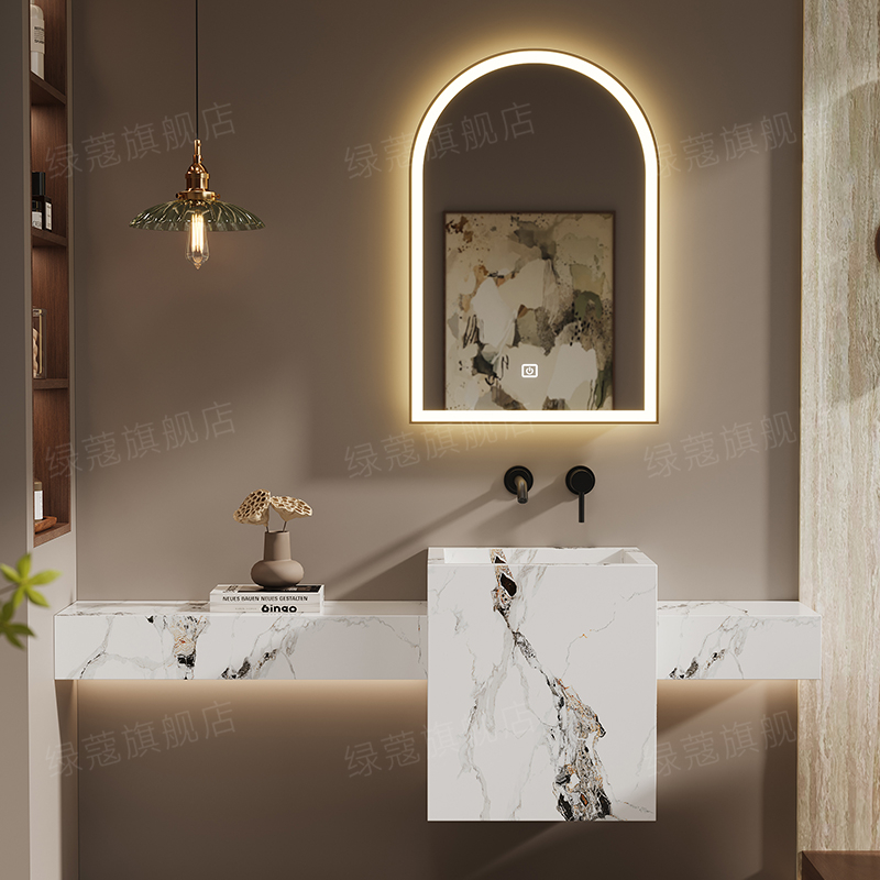 岩板无缝一体盆浴室柜组合