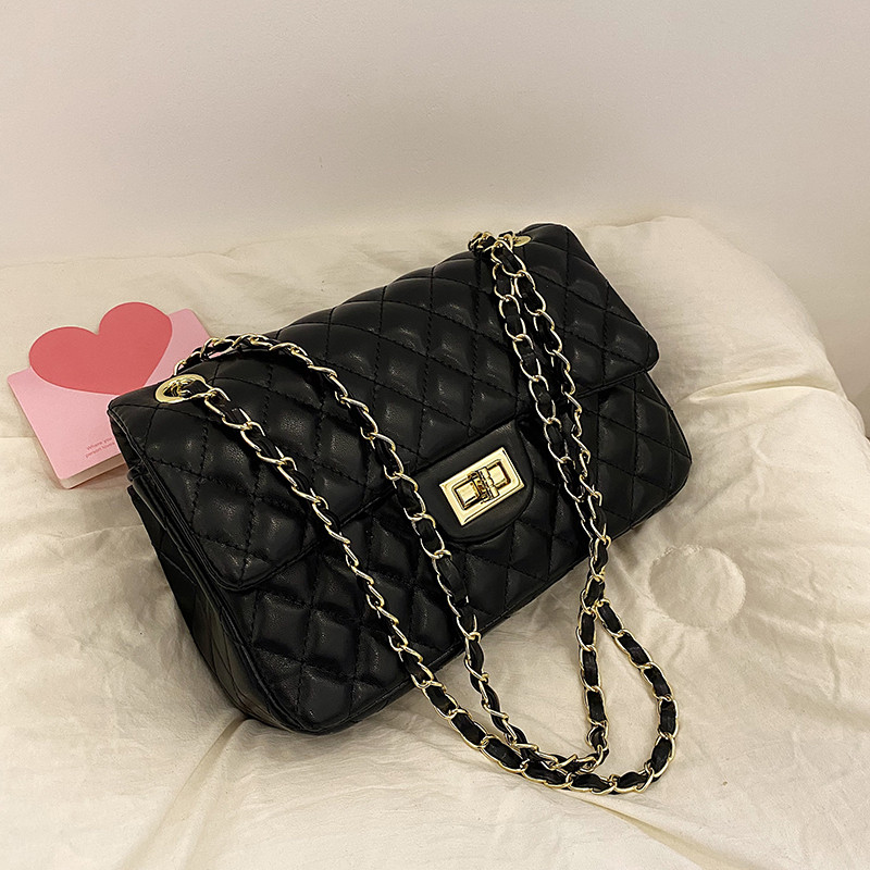 小香风菱格链条小方包女2026春季新款黑色单肩斜挎包高级感腋下包