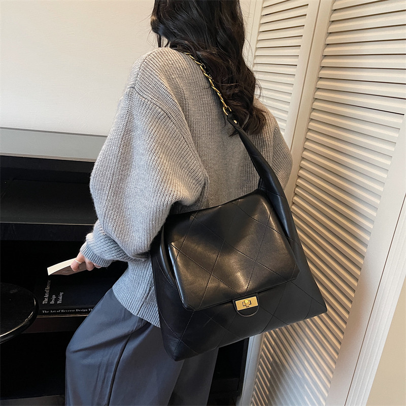 2026日韩风菱格链条包女黑色小方包单肩斜挎包高级感大容量通勤包,箱包皮具/热销女包/男包,小方包,淘宝优惠券,粉丝福利购,淘宝优惠卷