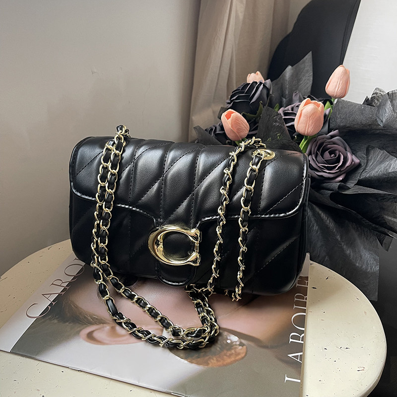 2026春季新款轻奢菱格小方包女链条单肩斜挎包高级感百搭黑色包