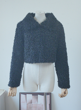 黑色羊羔毛小香风外套2025新款今年流行爆款高端气质时髦上衣冬厚