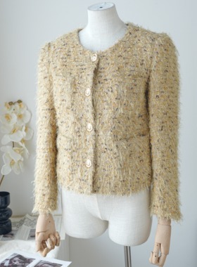 【小香外套】鎏金名媛气质小香风外套女2025年秋季新款鹅黄色上衣