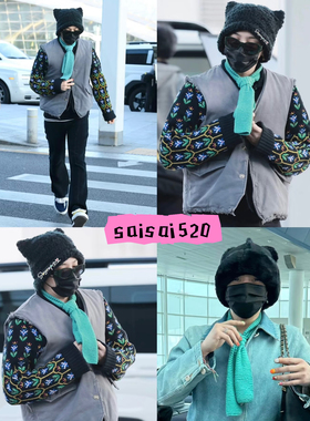 权志龙同款秋冬季手工小围巾围脖窄版长围巾凹造型保暖百搭小领巾