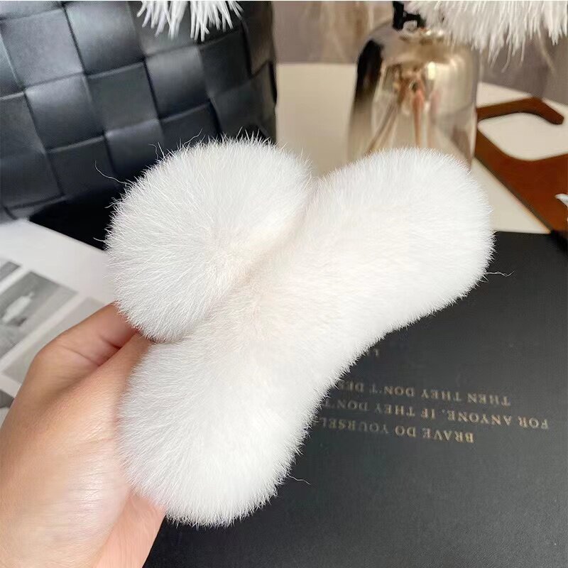 兔毛大号发抓后脑勺毛绒发夹