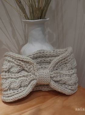 晚晚同款米杏色发带韩版ins发饰手工毛线头带仙女宽边麻花头箍