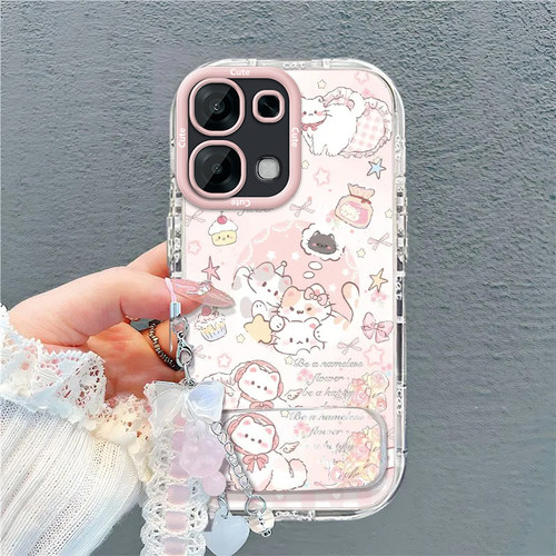 适用OPPOA6手机壳PLS120猫咪格子保护套OPPO新款带支架手链A6硅胶全包防摔5G高级感OPPOPLS外壳OPA0PA65G女生