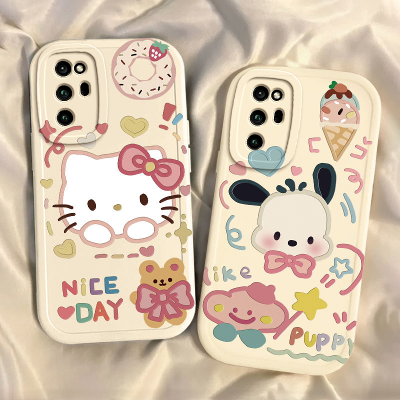 适用荣耀V30pro手机壳新款华为HonorV40轻奢版硅胶保护套v20全包防摔软外壳v3Opor凯蒂猫帕恰狗V10男女网红潮