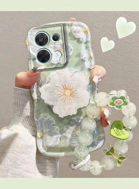 适用红米Note13Pro手机壳RedmiNote13Por+保护5G套Redmi小米新款13绿色油画花朵noto全包nont防摔not男女外壳