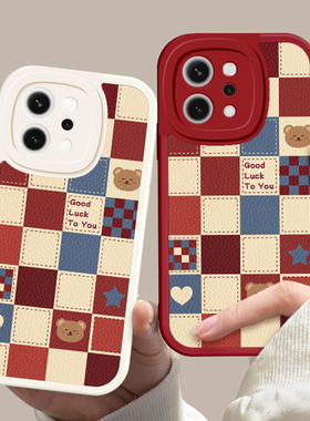 适用OPPOReno14手机壳Reno14Pro保护套新款硅胶OPPORen镜头全包防摔外壳0PP0Ren014Pr0男女格子小熊