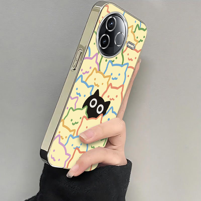 适用红米K80手机壳K70新款RedmiK60至尊版一只黑猫小米k50pro软硅胶外壳k60e全包防摔k40s电镀k30k20pr