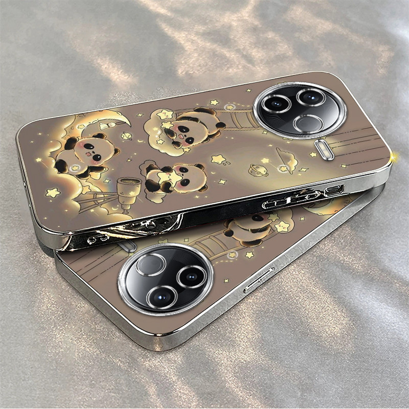 适用红米K80手机壳K70新款RedmiK60至尊版三只熊猫米k50pro软硅胶外壳k60e全包防摔k40s电镀k30k20pro