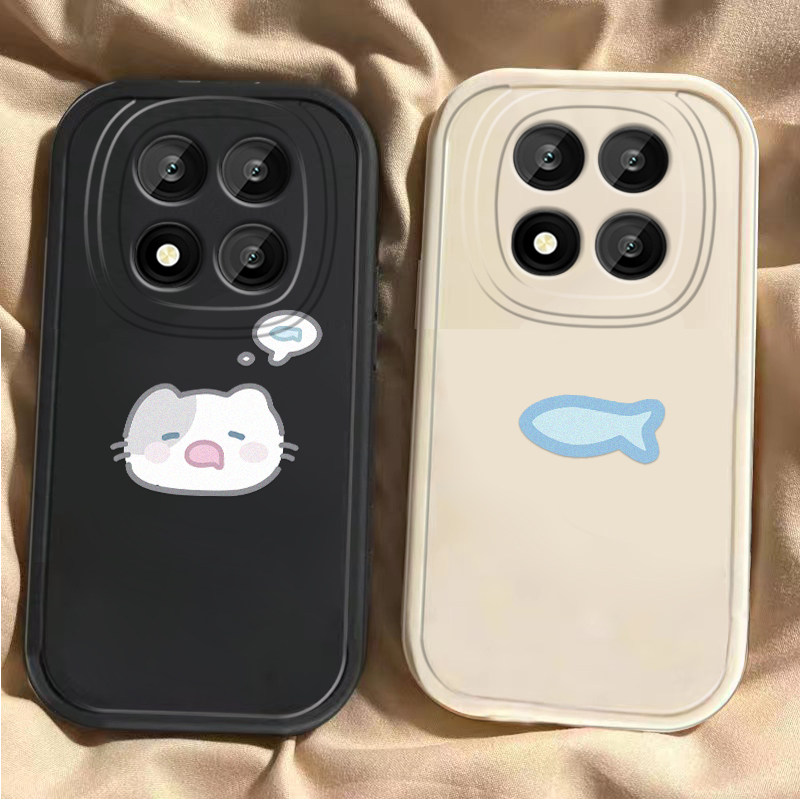 适用红米Note15Pro手机壳RedmiNote15Pro+小米新款小猫想小鱼保护套Redmi硅胶5G全包防摔por十男女noto加155G