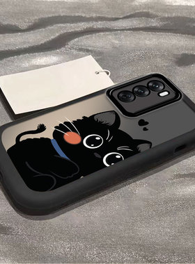 适用opporeno12/11pro手机壳10新款reno9pro+泡芙壳腮红黑猫reno8se/7/6硅胶套防摔reon5k女rone4男reno3外壳