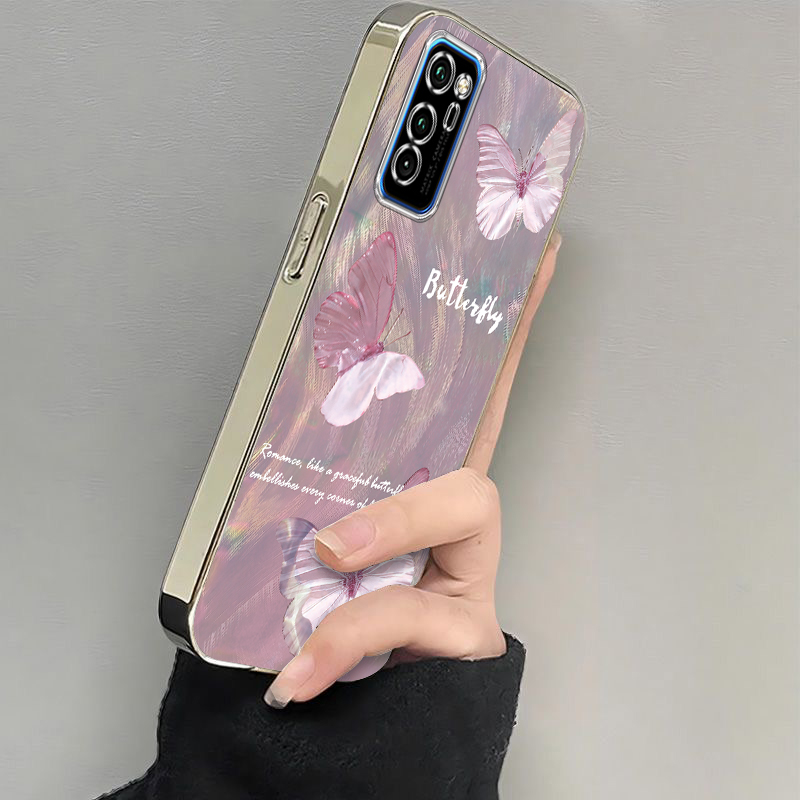 适用荣耀V30pro手机壳新款电镀华为HonorV40轻奢版水波纹蝴蝶v20全包防摔软外壳v3Opor硅胶保护套男女高级