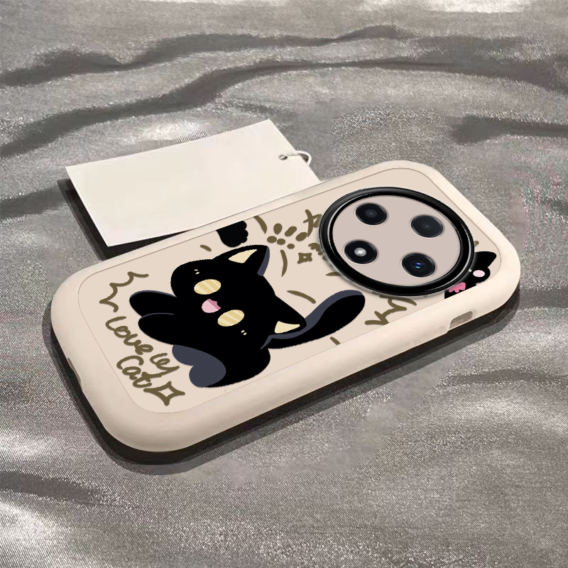 适用oppoa3pro/a2x/a1手机壳a58x新款a93s泡芙壳opopa96硅胶A575G可爱a11x防摔a32全包72男a36女a9/8惊吓黑猫