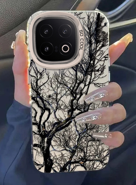 适用iqoo13手机壳新款vivoiqoo12pro素描枯树iQOO11S全包防摔ipoo8硅胶套icoo10元气壳iq007高级感5女iqoou1x
