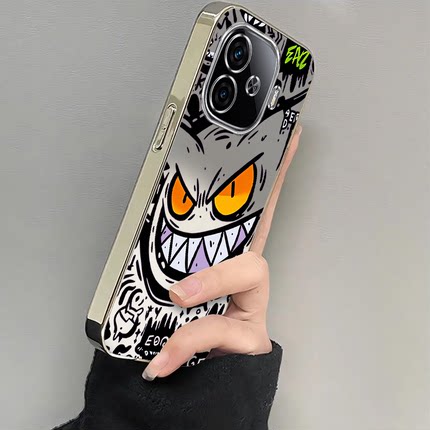 适用iQOOZ9手机壳z9x新款vivoiqooz8/z7呲牙耿鬼镂空qooz6x全包防摔硅胶套ipooz5x/z3电镀icoou3xU5高级感