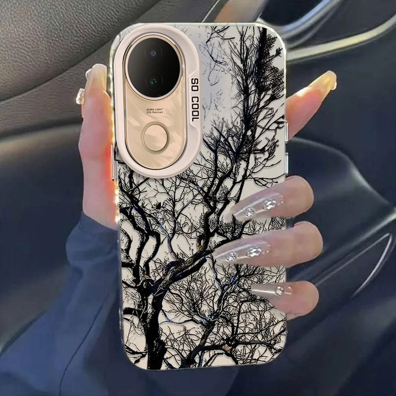 适用vivos20手机壳s19/s18/s17新款s16pro防摔vovos15e硅胶s12全包s10/s9e素描枯树vivis7t电镀s6s5高级s1