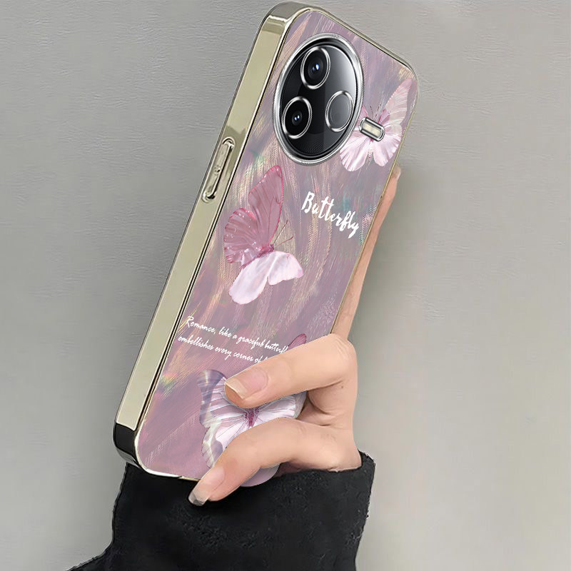 适用红米K80手机壳K70新款RedmiK60至尊版水波纹蝴蝶小米k50pro软硅胶外壳k60e全包防摔k40s电镀k30k20pr